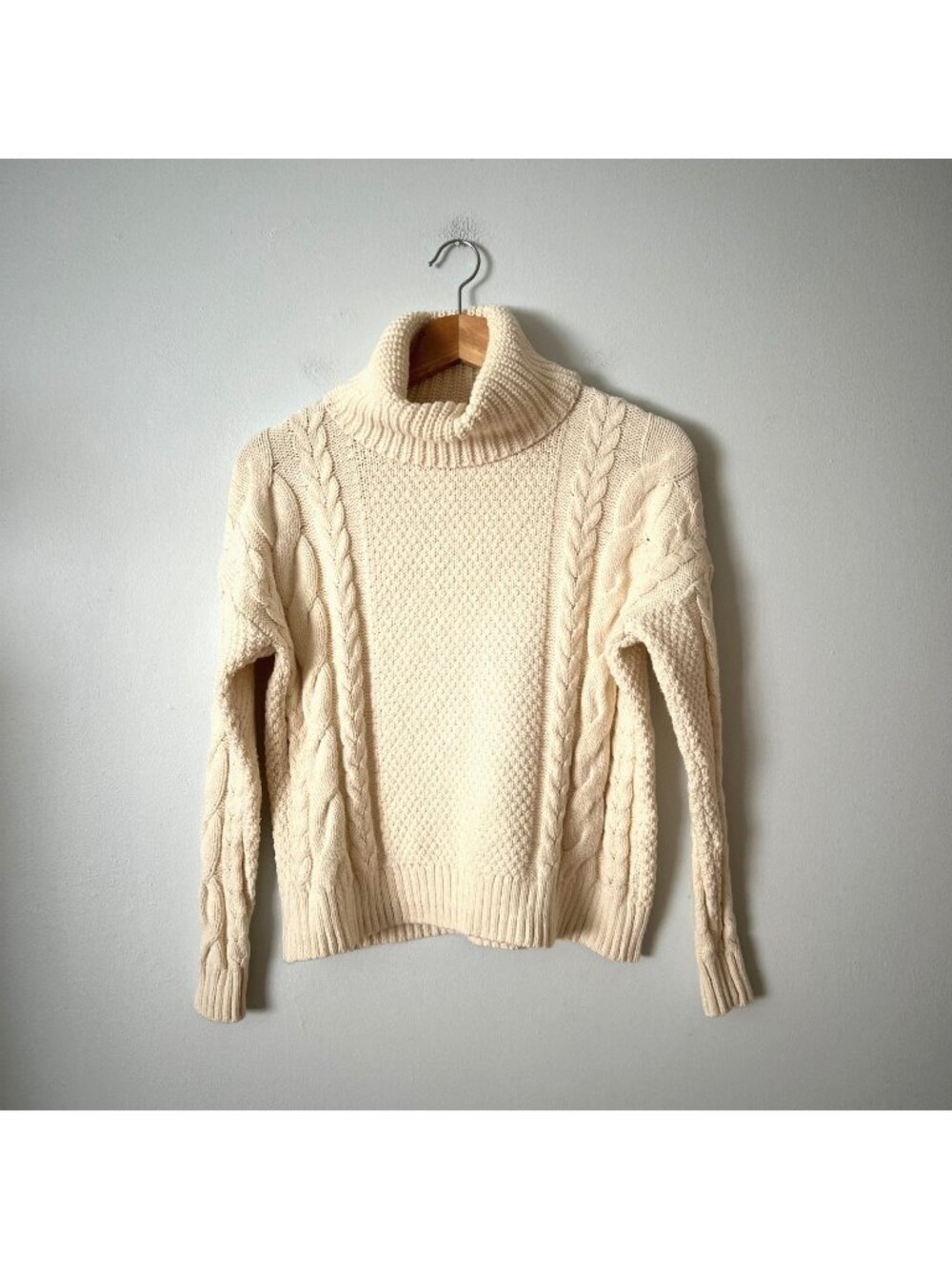 Madewell Cream Cableknit Turtleneck Sweater Women's Size XS